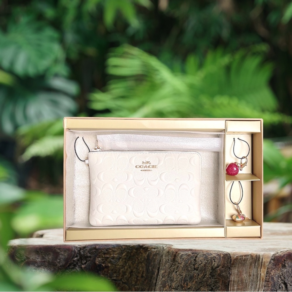 SALE!SALE!New Coach Wristlet With Apple and Heart Key Chain